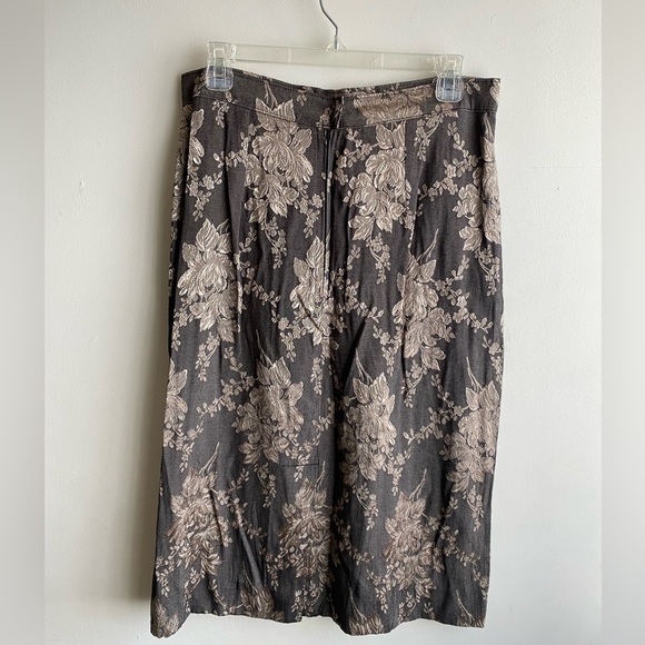 Vtg Unbranded Bronze & Gold Metallic Brocade Floral Pencil Skirt - Picture 1 of 8